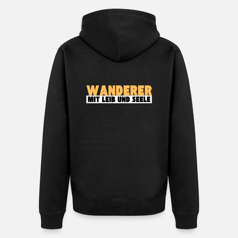 Wanderer mit Leib und Seele - Unisex Premium Bio Zip Hoodie - Schwarz
