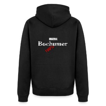 Original Bochumer 100% - Unisex Premium Bio Zip Hoodie - Schwarz - Hinten - Nico (187cm)