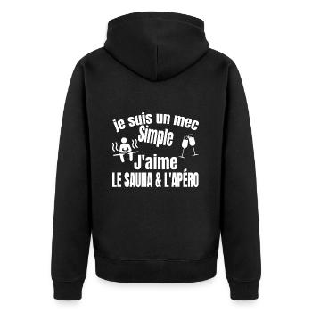 sauna et apéro - Veste à capuche bio Premium Unisexe - noir - Dos - Nico (187cm)