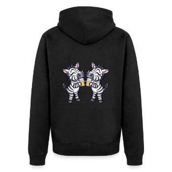 Zebra Comic Bier Lustig Saufen - Unisex Premium Bio Zip Hoodie - Schwarz - Hinten - Nico (187cm)