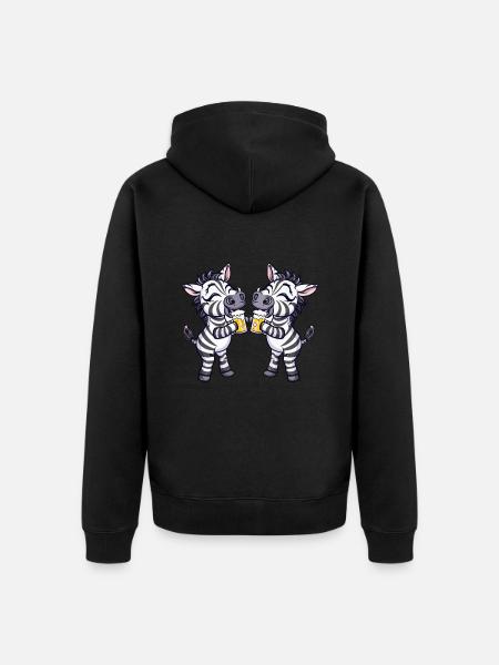 Zebra Comic Bière Drôle Booze - Veste à capuche bio Premium Unisexe - noir
