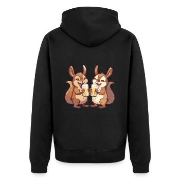 Squirrel Comic Beer Funny Booze - Unisex Premium Organic Zip Hoodie - black - Back - Nico (187cm)