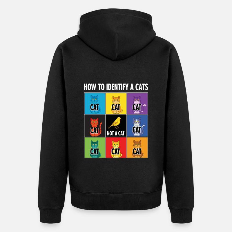 Cat Identification Guide - Unisex Premium Organic Zip Hoodie - black