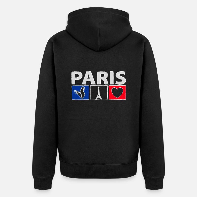 Paris mit Herz - Unisex Premium Bio Zip Hoodie - Schwarz