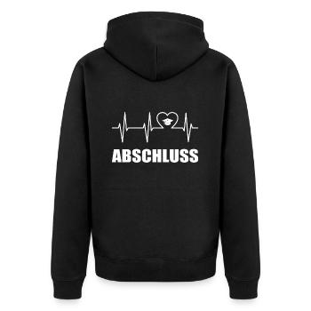 Abschluss - Unisex Premium Bio Zip Hoodie - Schwarz - Hinten - Nico (187cm)