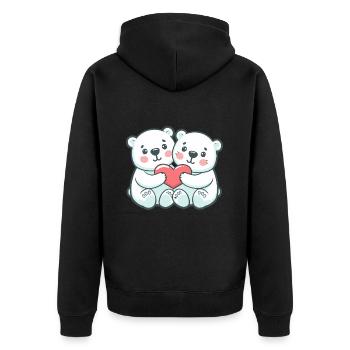 Couple d’ours polaires amoureux Animal Saint-Valentin - Veste à capuche bio Premium Unisexe - noir - Dos - Nico (187cm)