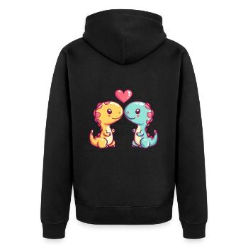 Dinosaure Brontosaure Couple Amour Couple Amour Couple - Veste à capuche bio Premium Unisexe - noir - Dos - Nico (187cm)
