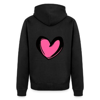 Herz Symbol Illustration - Unisex Premium Bio Zip Hoodie - Schwarz - Hinten - Nico (187cm)