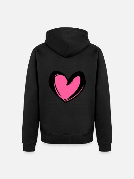 Heart Symbol Illustration - Unisex Premium Organic Zip Hoodie - black