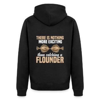 Fludern Fishing - Pêche à la plie - Dictons de pêcheur - Veste à capuche bio Premium Unisexe - noir - Dos - Nico (187cm)
