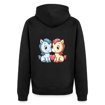 Cheval Couple Amour Couple Amoureux - Veste à capuche bio Premium Unisexe - noir - Dos - Nico (187cm)