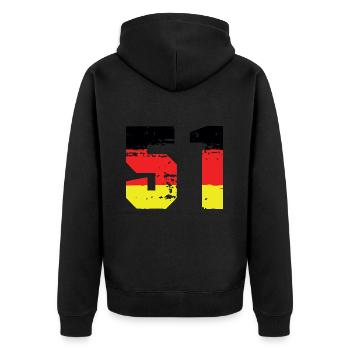 51 Numéro Allemagne Jersey - Veste à capuche bio Premium Unisexe - noir - Dos - Nico (187cm)
