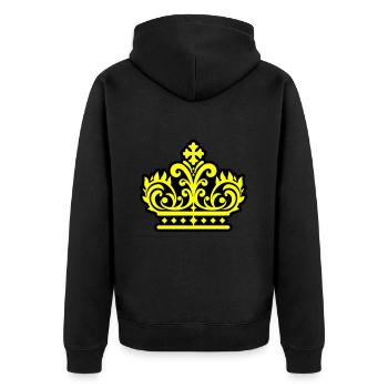 Krone Symbol - Unisex Premium Bio Zip Hoodie - Schwarz - Hinten - Nico (187cm)