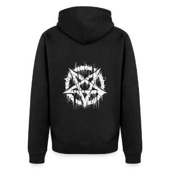Zerrissenes Pentagramm Okkultes Zeichen - Unisex Premium Bio Zip Hoodie - Schwarz - Hinten - Nico (187cm)