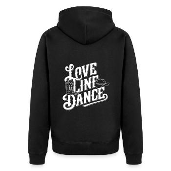 Love Line Dance ich liebe Line Dancing - Unisex Premium Bio Zip Hoodie - Schwarz - Hinten - Nico (187cm)
