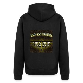 Ich bin ein Engel - Club WoW - 2023 - Unisex Premium Bio Zip Hoodie - Schwarz - Hinten - Nico (187cm)