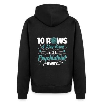 Rows a day keep the psychiatrist away - Unisex Premium Bio Zip Hoodie - Schwarz - Hinten - Nico (187cm)