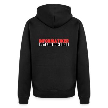 Informatiker mit Leib und Seele - Unisex Premium Bio Zip Hoodie - Schwarz - Hinten - Nico (187cm)