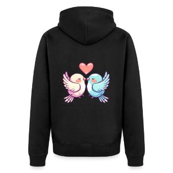 Taube Paar Verliebt Vogel Peace Valentinstag - Unisex Premium Bio Zip Hoodie - Schwarz - Hinten - Nico (187cm)