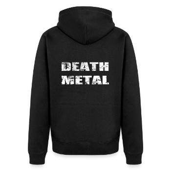 DEATH METAL - Unisex Premium Bio Zip Hoodie - Schwarz - Hinten - Nico (187cm)