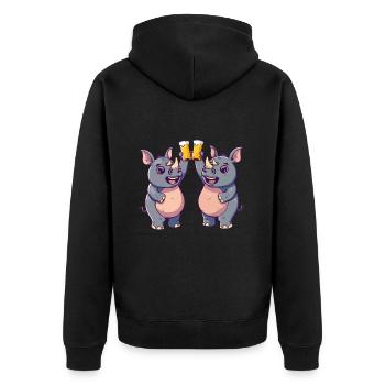 Nashorn Comic Tier Bier Lustig Saufen - Unisex Premium Bio Zip Hoodie - Schwarz - Hinten - Nico (187cm)
