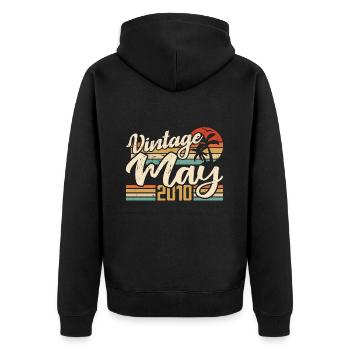 Birthday Vintage May 2010 Born in May 2010 - Unisex Premium Organic Zip Hoodie - black - Back - Nico (187cm)