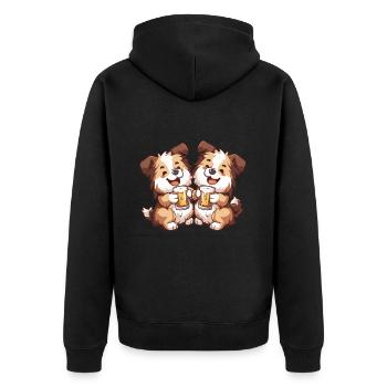 Border Collie Hunde Bier Party Trinken - Unisex Premium Bio Zip Hoodie - Schwarz - Hinten - Nico (187cm)
