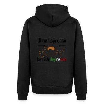 Espresso depresso - Unisex Premium Bio Zip Hoodie - Schwarz - Hinten - Nico (187cm)