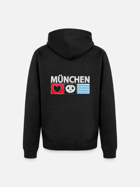 München mit Herz - Unisex Premium Bio Zip Hoodie - Schwarz