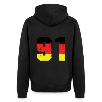 91 Numéro Allemagne Jersey - Veste à capuche bio Premium Unisexe - noir - Dos - Nico (187cm)