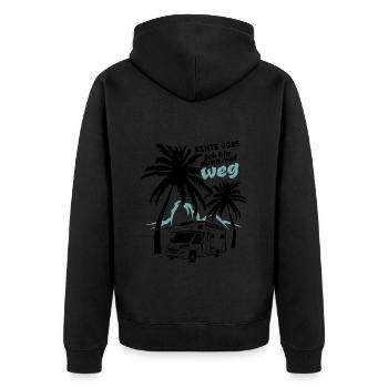Camper Rente 2025 - Ich bin dann mal weg - Unisex Premium Bio Zip Hoodie - Schwarz - Hinten - Nico (187cm)
