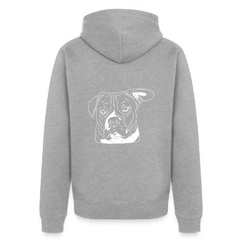 Bulldogge - Unisex Premium Bio Zip Hoodie - Grau meliert - Hinten - Nico (187cm)