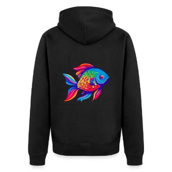 Poisson rouge arc-en-ciel - Veste à capuche bio Premium Unisexe - noir - Dos - Nico (187cm)