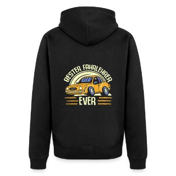 Fahrlehrer Geschenk Fahrschule Lehrer Spruch - Unisex Premium Bio Zip Hoodie - Schwarz - Hinten - Nico (187cm)