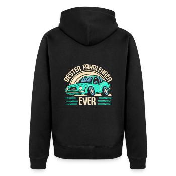 Fahrlehrer Geschenk Fahrschule Lehrer Spruch - Unisex Premium Bio Zip Hoodie - Schwarz - Hinten - Nico (187cm)