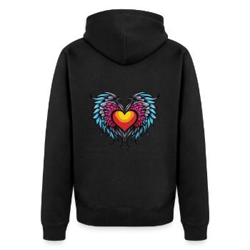 Heart Wings - Unisex Premium Organic Zip Hoodie - black - Back - Nico (187cm)