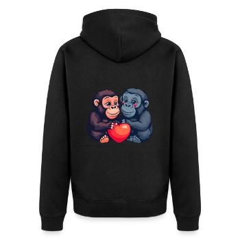 Gorilla Couple Love Couple In Love - Unisex Premium Organic Zip Hoodie - black - Back - Nico (187cm)