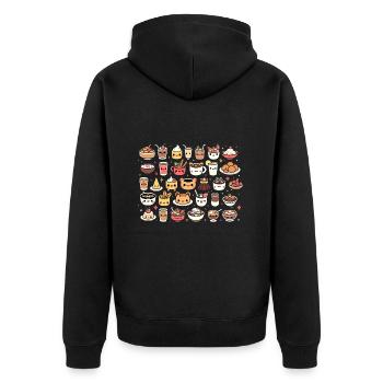 Kawaii Kulinarische Köstlichkeiten - Unisex Premium Bio Zip Hoodie - Schwarz - Hinten - Nico (187cm)