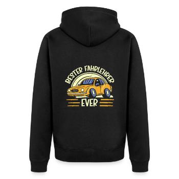 Fahrlehrer Geschenk Fahrschule Lehrer Spruch - Unisex Premium Bio Zip Hoodie - Schwarz - Hinten - Nico (187cm)