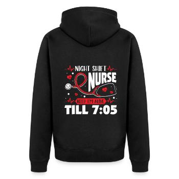 Night Shift Nurse Keep Em Alive Till 7 05 - Unisex Premium Bio Zip Hoodie - Schwarz - Hinten - Nico (187cm)