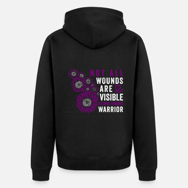 bewusstseGebärmutterfibroid-Kriegerin Unsichtbarer - Unisex Premium Bio Zip Hoodie - Schwarz