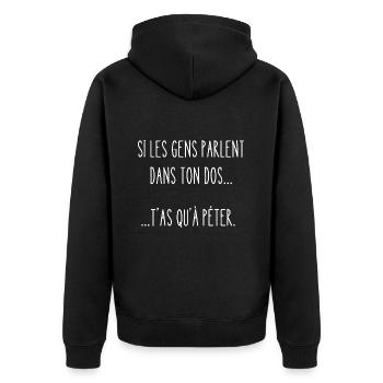 si les gens parlent dans ton dos - Veste à capuche bio Premium Unisexe - noir - Dos - Nico (187cm)