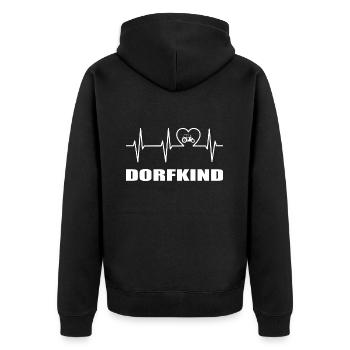 Dorfkind - Unisex Premium Bio Zip Hoodie - Schwarz - Hinten - Nico (187cm)