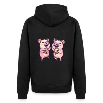 Schwein Party Sau Bier Lustig Saufen - Unisex Premium Bio Zip Hoodie - Schwarz - Hinten - Nico (187cm)