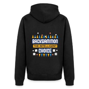 Backgammon Spiel - Unisex Premium Bio Zip Hoodie - Schwarz - Hinten - Nico (187cm)