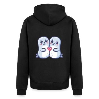 Seal Couple Amour Couple Amoureux - Veste à capuche bio Premium Unisexe - noir - Dos - Nico (187cm)