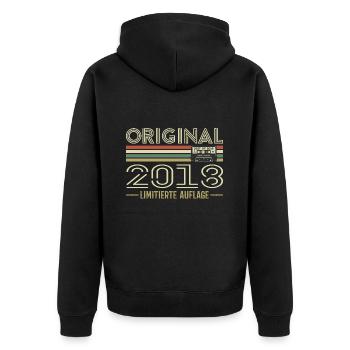 Original 2018 Jahrgang Retro Geburtstag Vintage - Unisex Premium Bio Zip Hoodie - Schwarz - Hinten - Nico (187cm)