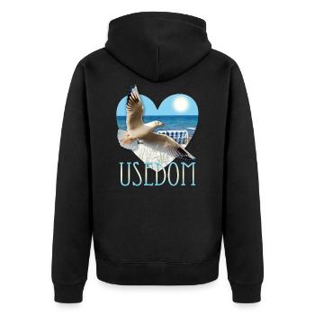 J'aime Usedom - Seagull Baltique lac de l'île - Veste à capuche bio Premium Unisexe - noir - Dos - Nico (187cm)