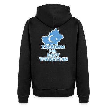 East Turkestan - Unisex Premium Bio Zip Hoodie - Schwarz - Hinten - Nico (187cm)