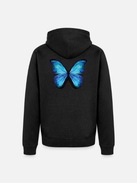 BUTTERFLY POLYGON in blue - Unisex Premium Organic Zip Hoodie - black